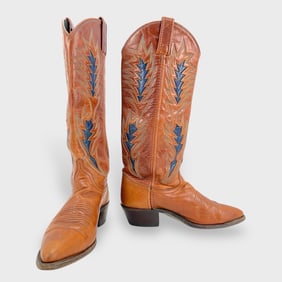 Vintage Dan Post Ladies Size 6M Brown Leather Cowboy Boots