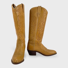 Vintage Nocona Ladies Size 6B Tan Leather Cowboy Boots