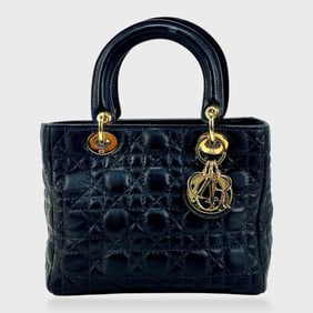 Christian Dior Paris Black Cannage Leather Handbag