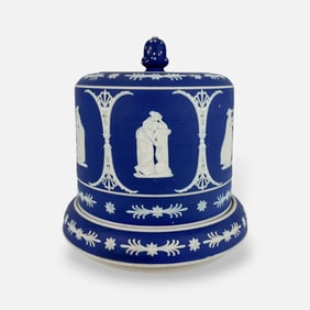 Antique Dudson Jasperware Porcelain Lidded Cake or Cheese Covered Dish