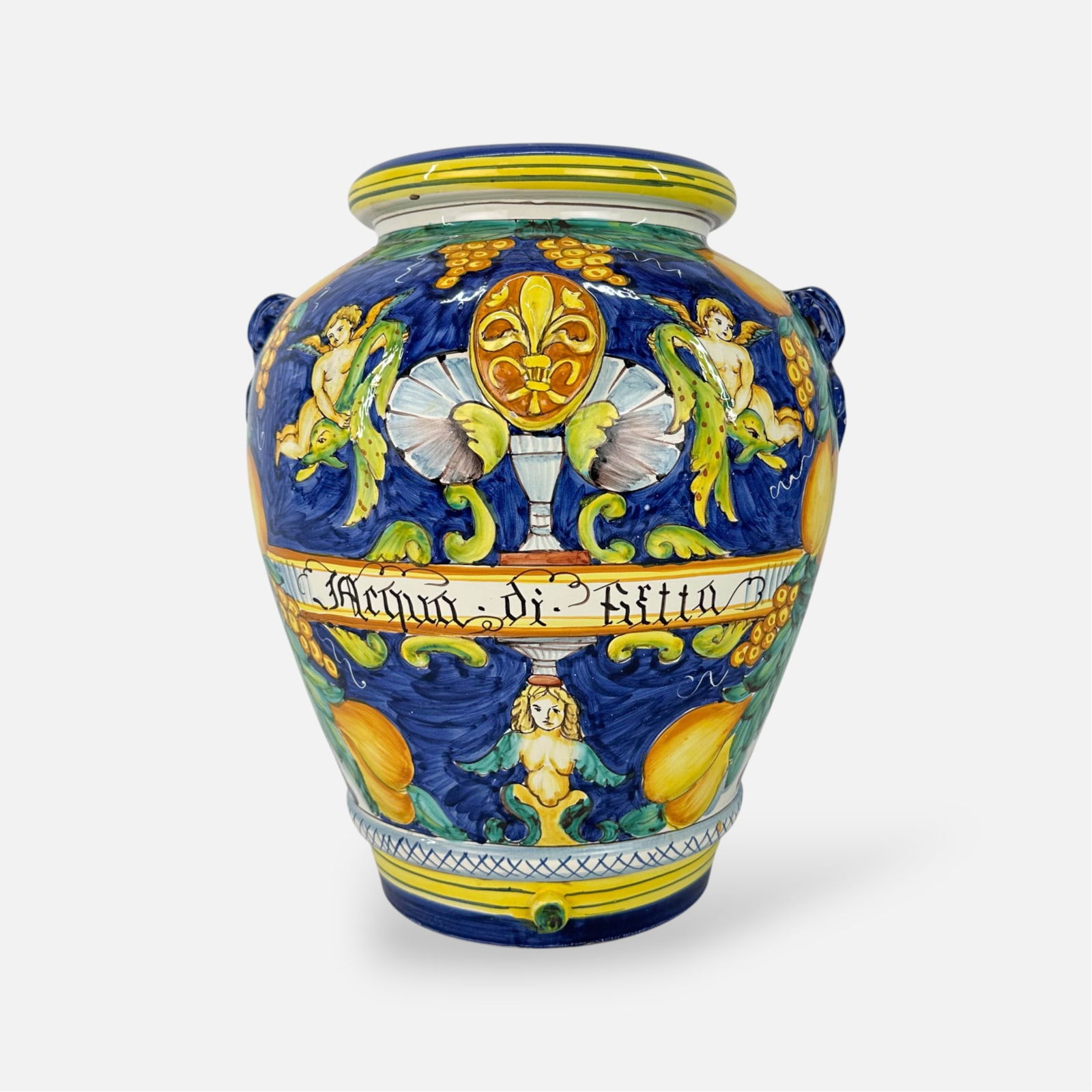 Italian Aqua Di Frutta Large Hand Painted Ceramic Urn Pottery Vase (1 of 9)