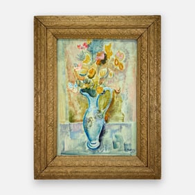 David Peretz Original 1959 Still Life Oil on Canvas Framed Painting