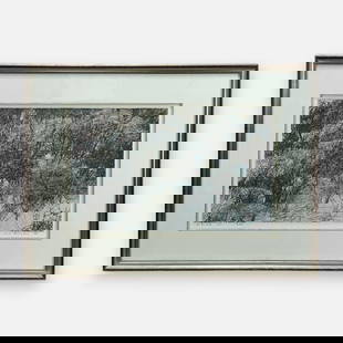 Joichi Hoshi "Withered Grass (B)" 1978 Japanese Woodblock Print Framed: Framed Japanese woodblock and foil print titled "Withered Grass (B)" by Japanese artist Joichi Hoshi (1913-1979). Pencil signed, dated 1978, titled, and numbered #54/99 below image. Very good sight co