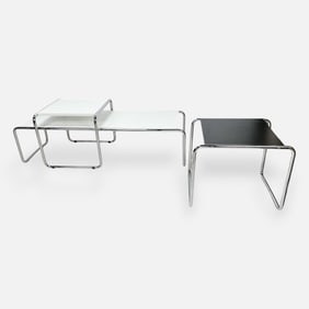 Three Marcel Breuer Modernist Knoll Style Chrome and Laminate "Laccio" Tables
