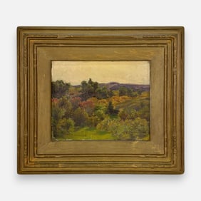 Antique Artist Signed Landscape Oil on Canvas Framed Impressionist Painting