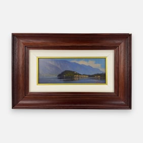 Enrico Frigerio "Bellagio" Italian Oil on Board Framed Landscape Painting