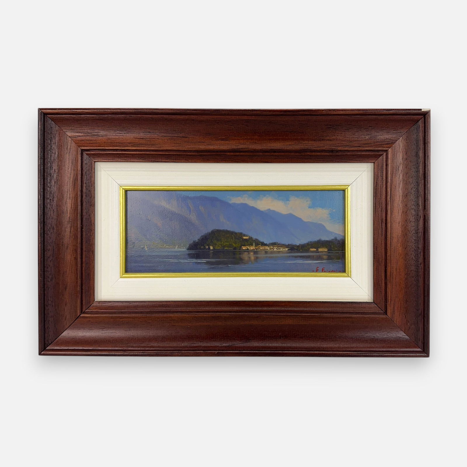 Enrico Frigerio "Bellagio" Italian Oil on Board Framed Landscape Painting (1 of 6)