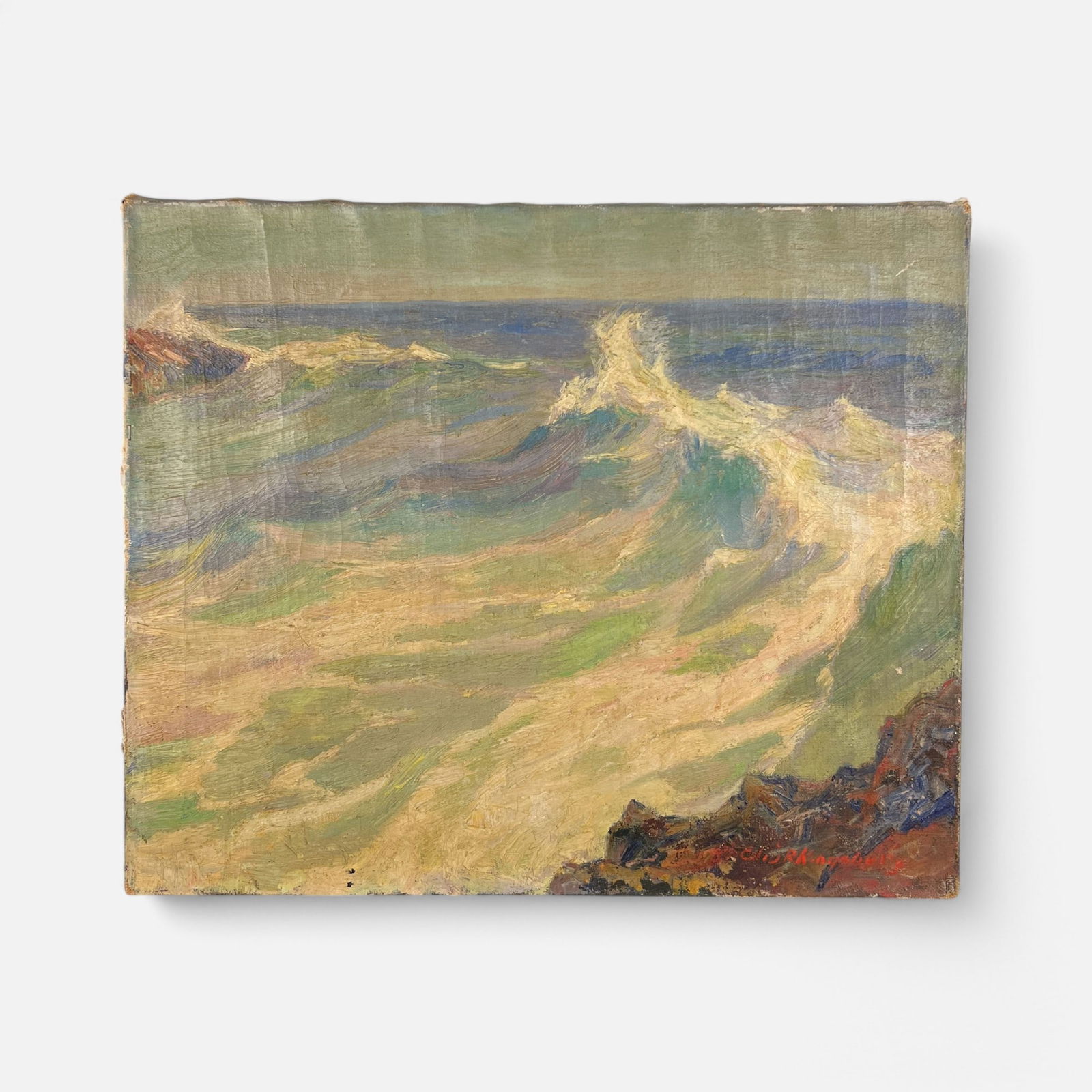 Edward Reynolds Kingsbury Coastal Landscape Oil on Canvas Seascape Painting (1 of 8)