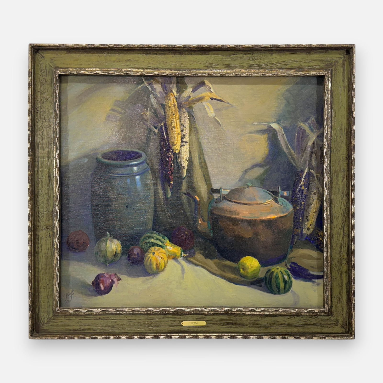 Louis Krupp "Still Life" 1961 Large Oil on Canvas Framed Old West Painting (1 of 6)