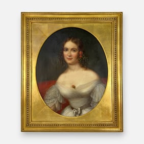 Early 19thC Portrait of a Lady Framed Oil on Canvas Painting attrib. Charles Bird King