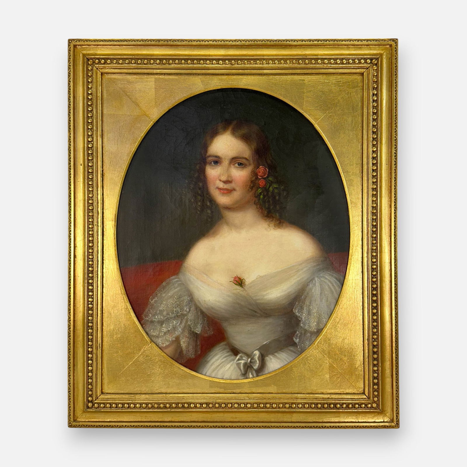 Early 19thC Portrait of a Lady Framed Oil on Canvas Painting attrib. Charles Bird King (1 of 6)