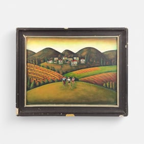Ismail Yalcin Turkish Landscape Oil on Board Framed Painting