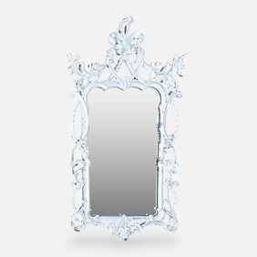 La Barge White Lacquer Wall Mirror Rococo Style Wall Mirror