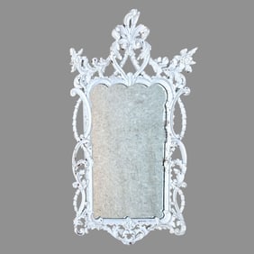 La Barge White Lacquer Wall Mirror Rococo Style Wall Mirror