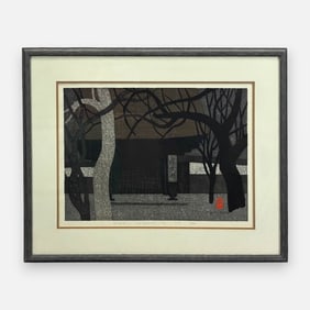 Kiyoshi Saito "Enkaku-Ji Kamakura (A)" 1971 Japanese Woodblock Print Framed