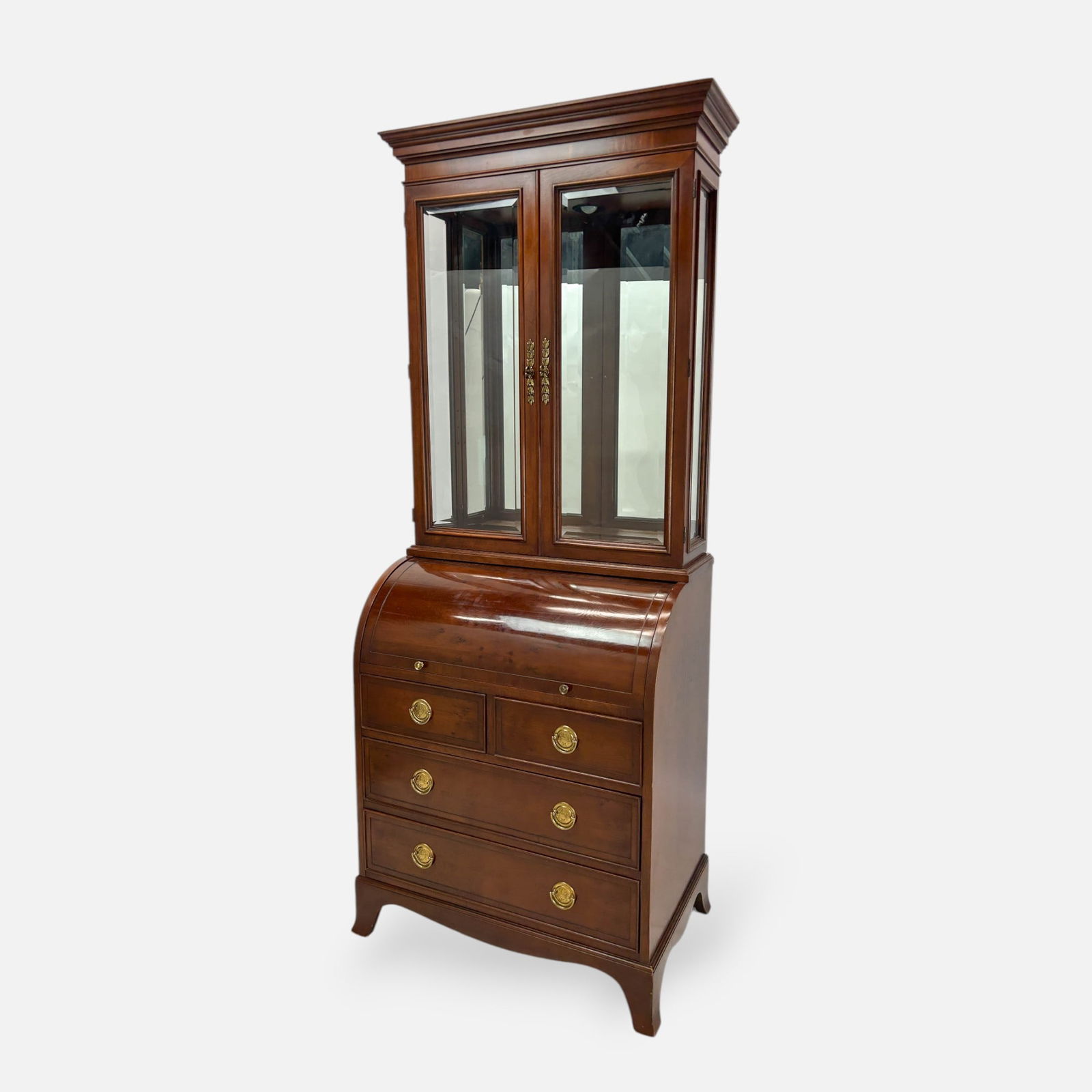 Hekman Roll Front Secretary Desk: Good condition, with minor surface wear consistent with use. Simple integrated shipping with LiveAuctioneers LiveShipping is now available. Bidders may still arrange their own shipping which may be mo