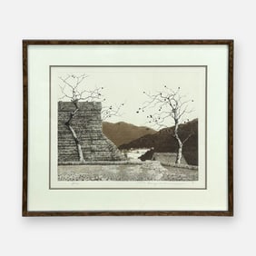 Ryohei Tanaka "Quiet Day in Ohara" 1982 Etching Framed Print