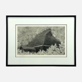 Ryohei Tanaka "Hirogawara House" 1989 Japanese Etching Print Framed