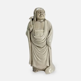 A Blanc-de-Chine Porcelain Bodhidharma Daruma Buddha Figurine