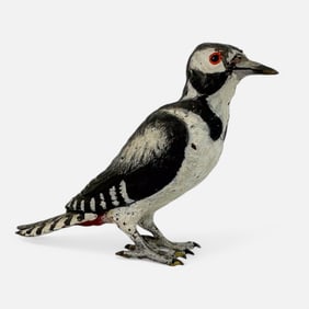 Antique Cold Painted Vienna Bronze Woodpecker Bird Figure