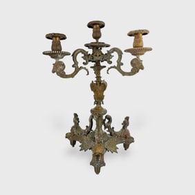 Fantastic Antique Metal 3-Light Candelabra