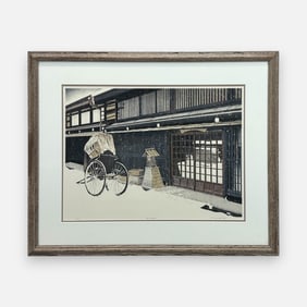 Ted Colyer "Tea Break" 1986 Woodblock Print Framed