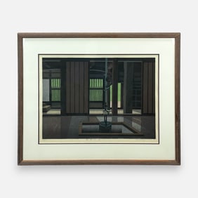Takehiko Hironaga "Tsuwano (1)" Scarce 1979 Japanese Woodblock Print Framed