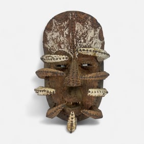Tribal African Carved and Painted Wood Bete Spider Mask, Cote D'Ivoire