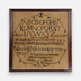 Antique 1805 Elizabeth Williams Weston School Needlwork Textile Sampler Framed