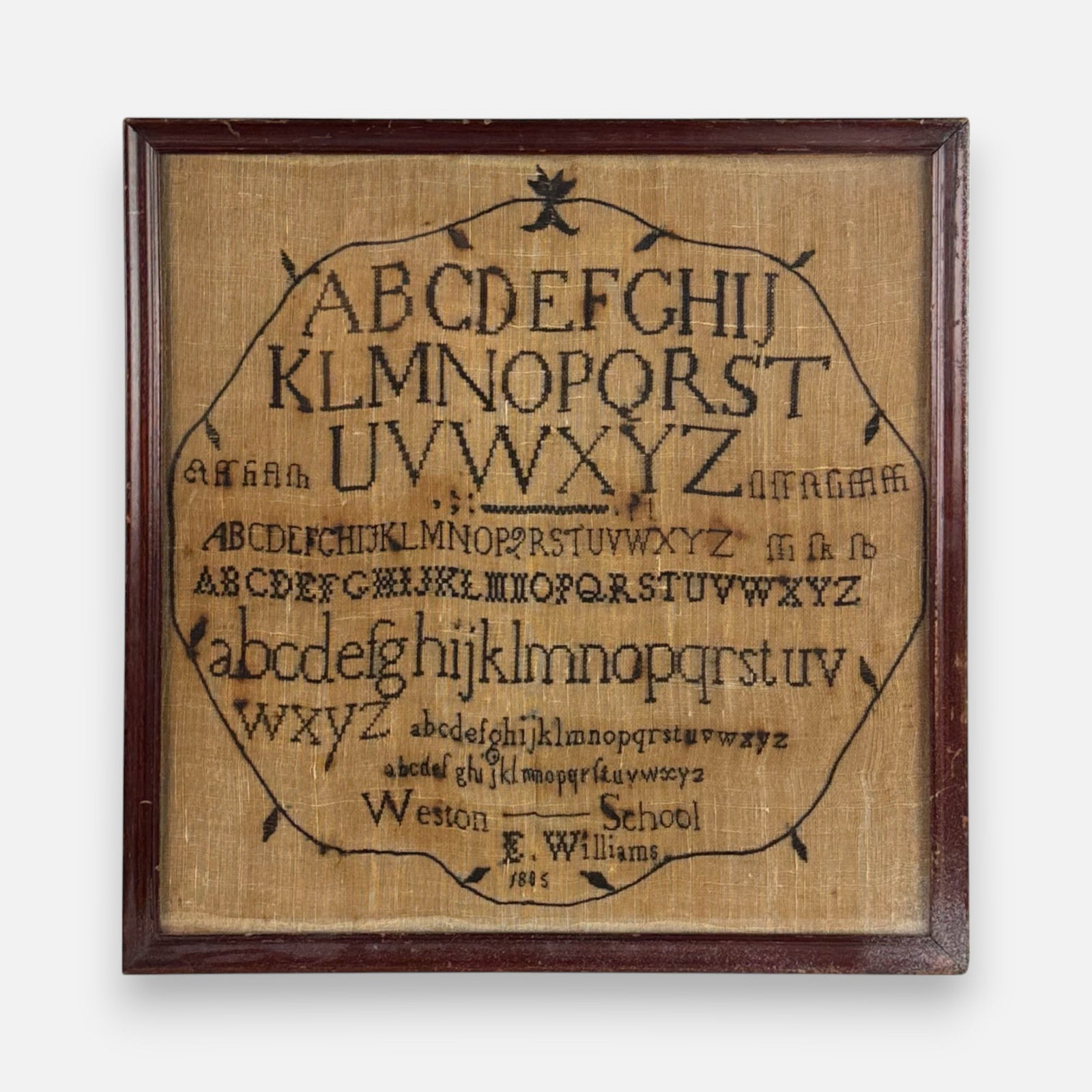 Antique 1805 Elizabeth Williams Weston School Needlwork Textile Sampler Framed (1 of 5)