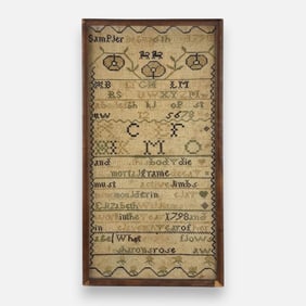 Antique 1798 Needlework Sampler Framed