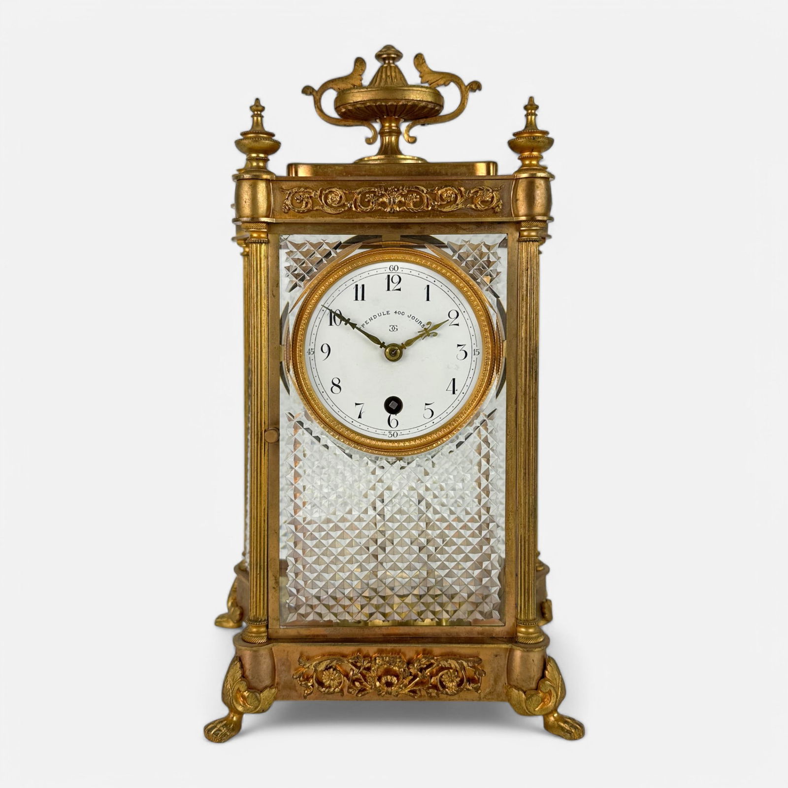 Antique Claude Grivolas French 400 Day Cut Glass Mantel Torsion Clock (1 of 12)