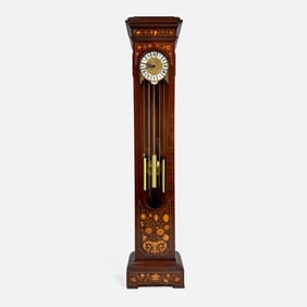 Antique Franz Hermle & Sons "Tiffany" Inlaid Floral Marquetry Wood Tall/Long Case Grandfather Clock