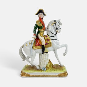 German Scheibe-Alsbach Porcelain Figurine of Napoleanic General Bessieres on Horseback