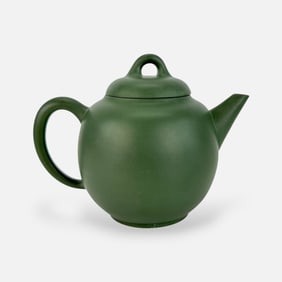 Chinese Yixing Zisha Green Clay Handmade Pottery Teapot