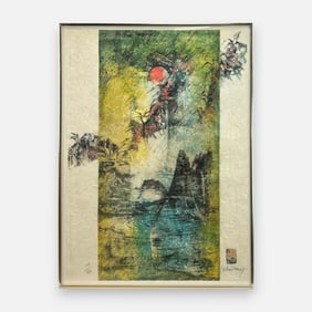 Hoi Lebadang 1970s Lithograph on Rice Paper Framed Print
