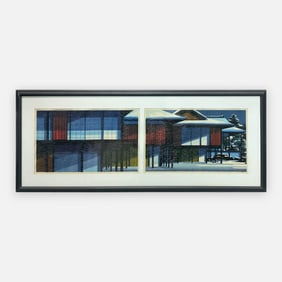 Scarce Clifton Karhu "Hatsuyuki" 1992 Diptych Woodblock Framed Print