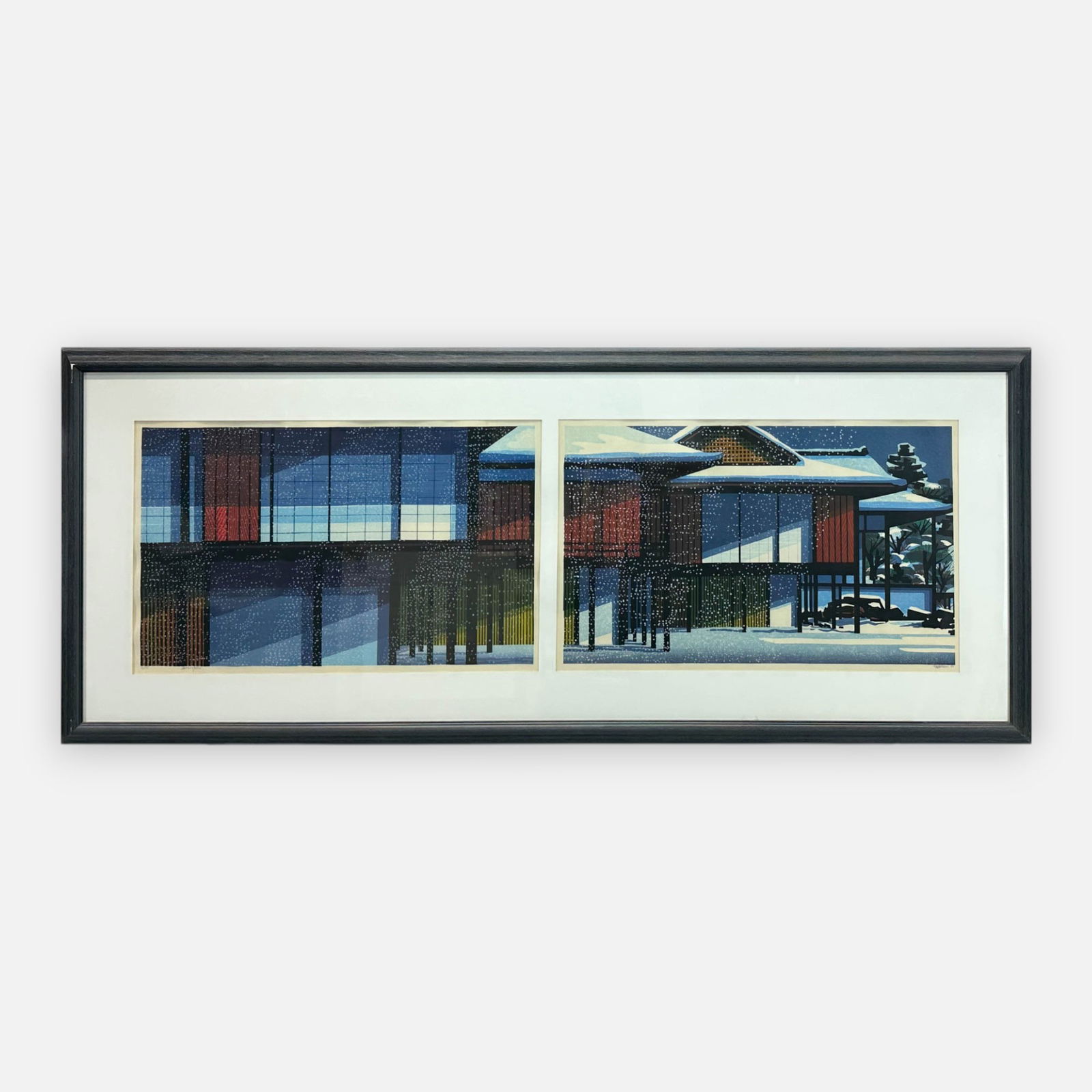 Scarce Clifton Karhu "Hatsuyuki" 1992 Diptych Woodblock Framed Print (1 of 7)