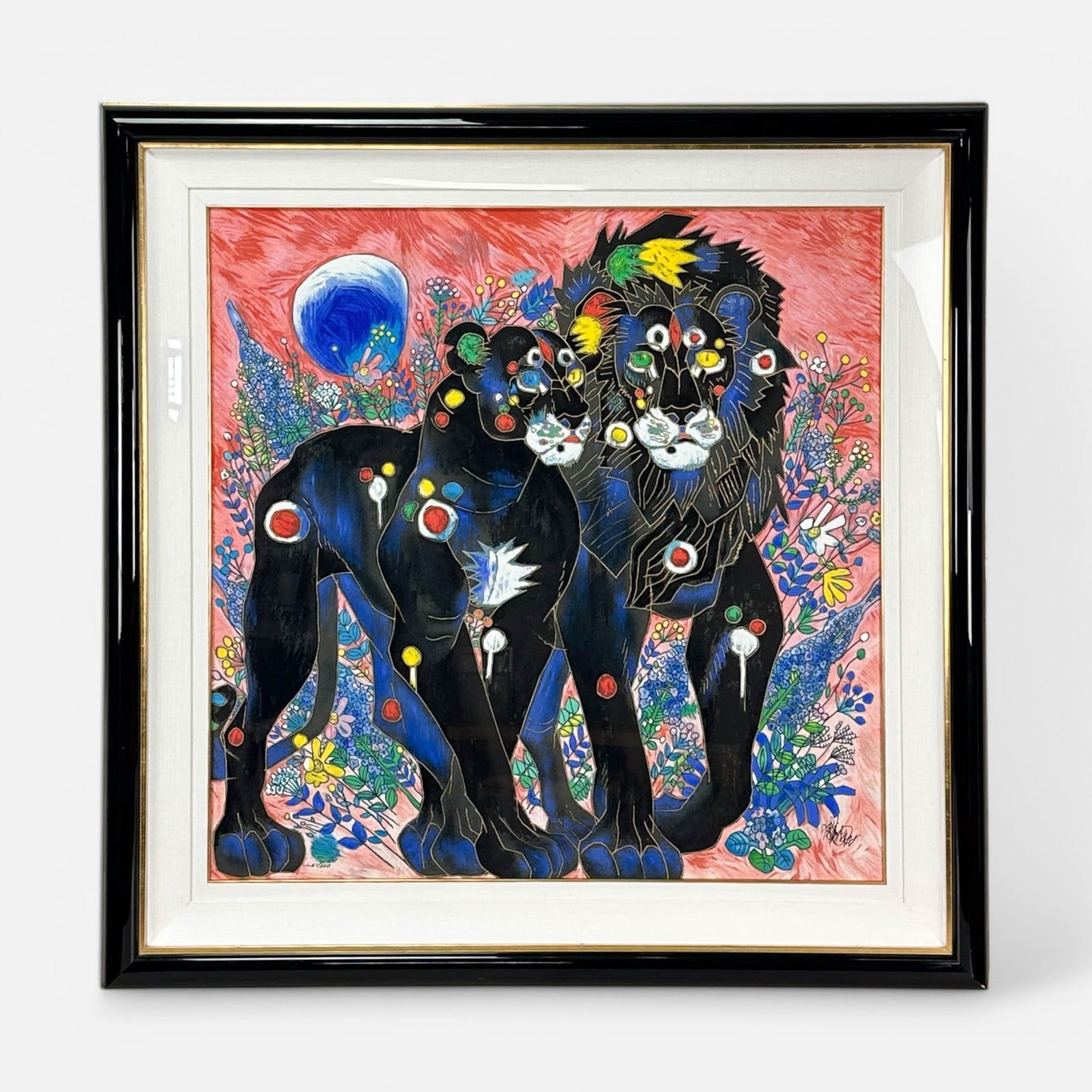 Jiang Tie Feng "Royal Couple" Large Embellished Serigraph Framed Print (1 of 7)