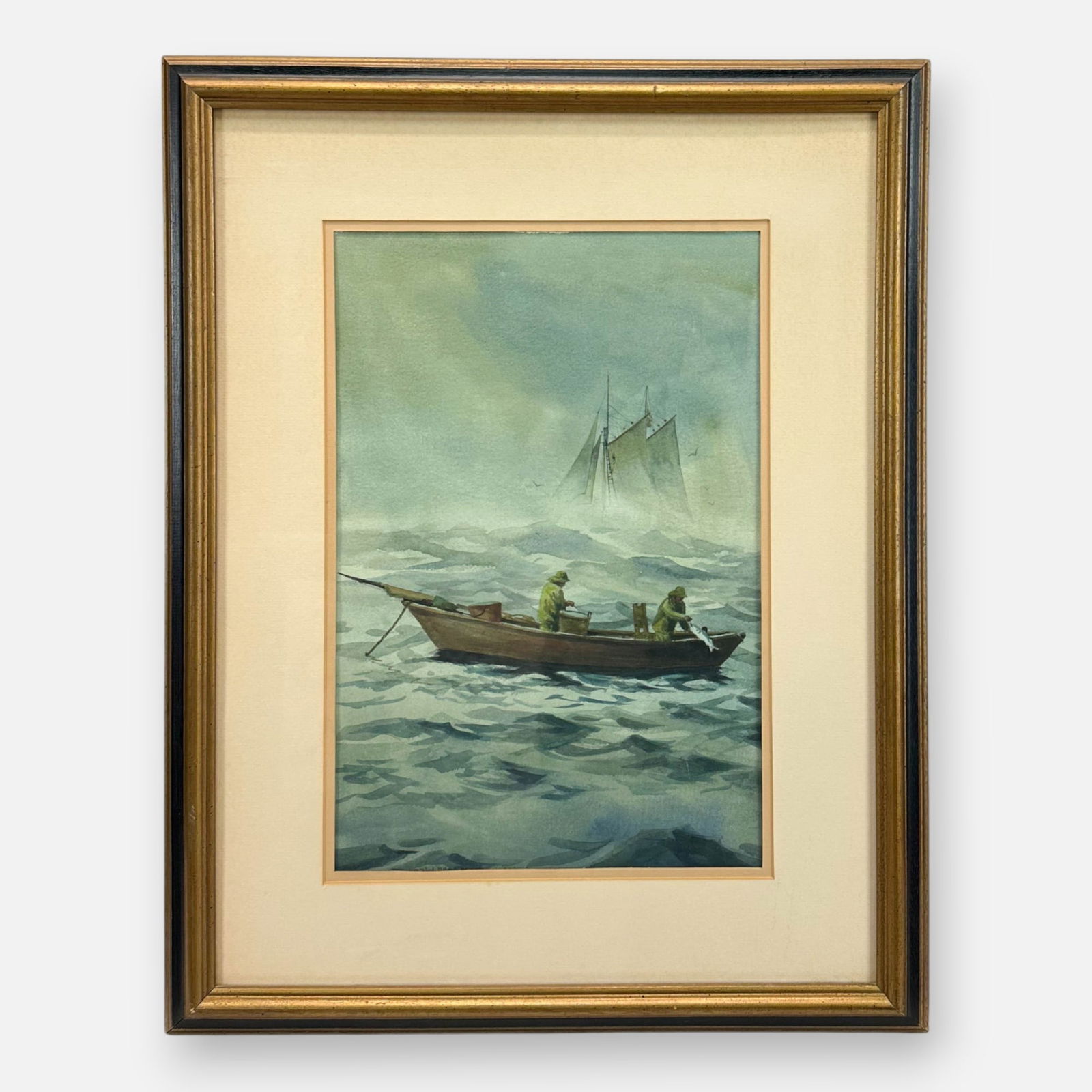Donald Allen Mosher "The Day Fishermen" Watercolor on Paper Painting Framed (1 of 5)