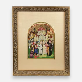 Otar Imerlishvili "Georgian Wedding" Mixed Media Framed Painting