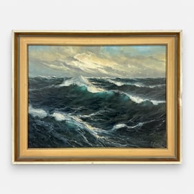 Gunther Seekatz Original Oil on Canvas Nautical Seascape Ocean Waves Painting Framed