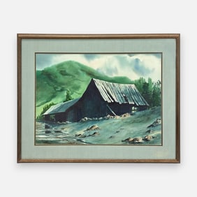 W. Gardner Old Colorado Farm Watercolor on Paper Framed Painting