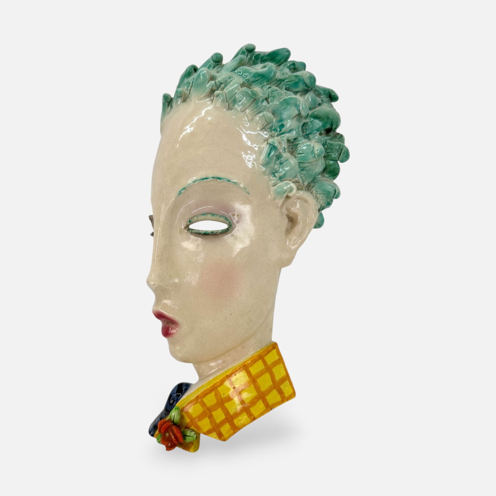 Tarcisio Tosin 1930s La Freccia Italian Pottery Art Deco Ceramic Wall Mask
