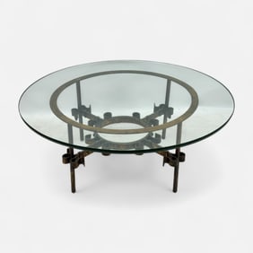 Gilt Iron Glass Coffee Cocktail Table