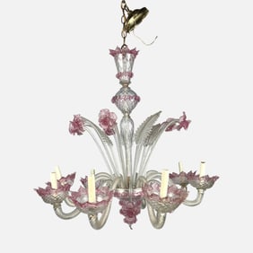 Fine Italian Venetian Eight-Light Murano Art Glass Chandelier Ceiling Fixture #2
