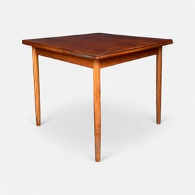 Mid Century Danish Modern MCM Teak Draw-Leaf Dining Table w/Two Leaves