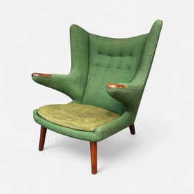 Hans Wegner "PP19" Papa Bear Chair Danish Modern MCM w/Original Green Upholstery