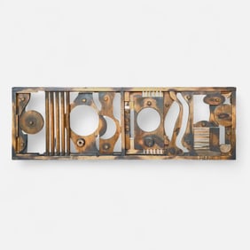 Rene Moncada 1975 Very Large Carved Wood Abstract Modern Wall Sculpture
