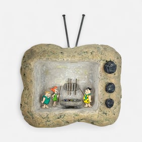 P.S.Thibodeaux "Nothing to it Fred" 1990 Flintstones TV Billiards Wall Sculpture Hanna Barbera